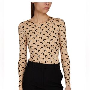 Marine Serre Tan and Black Fitted Bodysuit